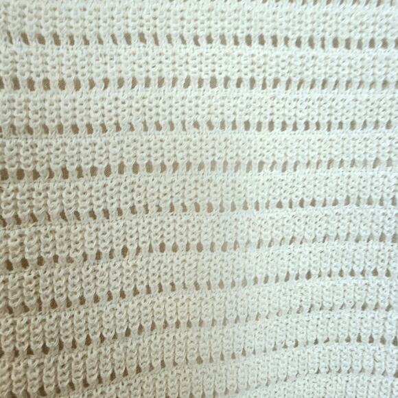 Anthropologie Cream Pointelle Crochet Mini Dress with Ruffles - Picture 7 of 10